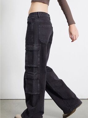 PACSUN Y2K Wash ‘90s Baggy Cargo Jeans Wide Leg Relaxed Utility Pockets Fit 📐23